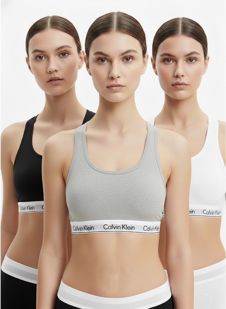 Calvin Klein Performance Women's 3-Piece Cotton Bra Set - Comfortable Sporty Design - Perfect for everyday wear and sports. - Size M - Image 5